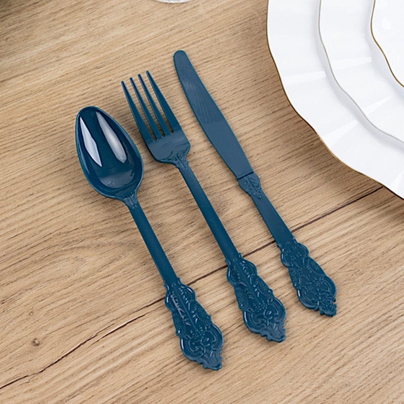 72 Disposable Plastic Cutlery Baroque Style Spoons Forks and Knives Set