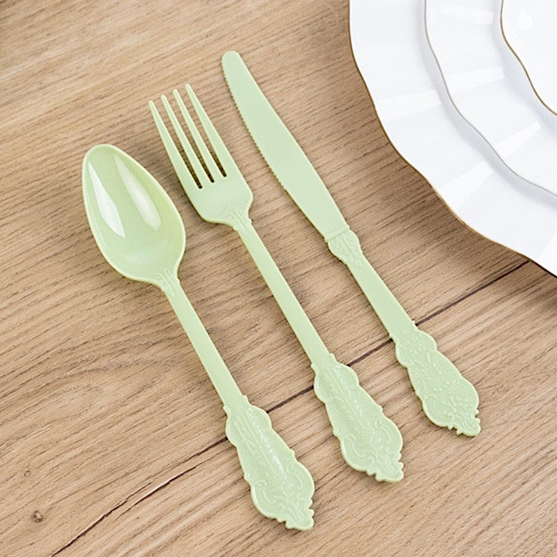 72 Disposable Plastic Cutlery Baroque Style Spoons Forks and Knives Set