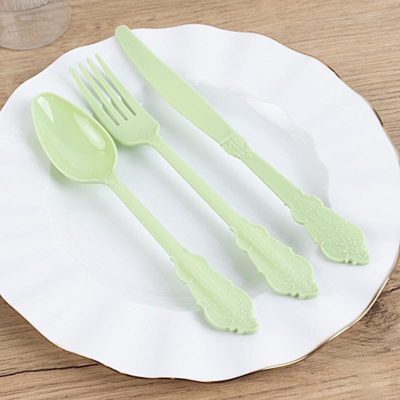 72 Disposable Plastic Cutlery Baroque Style Spoons Forks and Knives Set