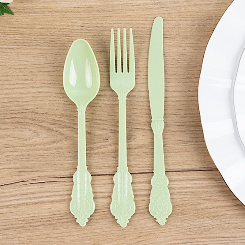 72 Disposable Plastic Cutlery Baroque Style Spoons Forks and Knives Set