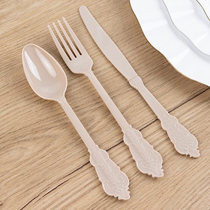 72 Disposable Plastic Cutlery Baroque Style Spoons Forks and Knives Set
