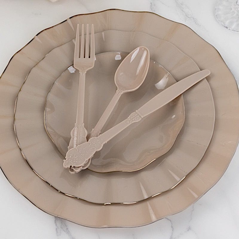 72 Disposable Plastic Cutlery Baroque Style Spoons Forks and Knives Set