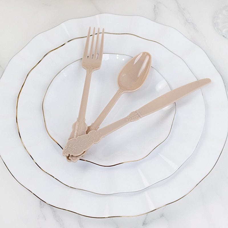 72 Disposable Plastic Cutlery Baroque Style Spoons Forks and Knives Set