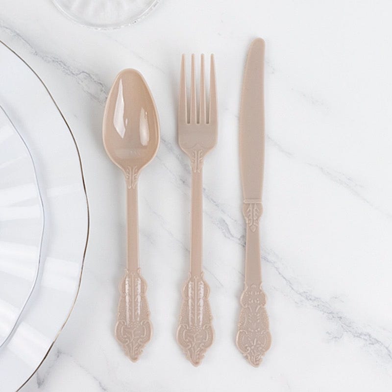 72 Disposable Plastic Cutlery Baroque Style Spoons Forks and Knives Set
