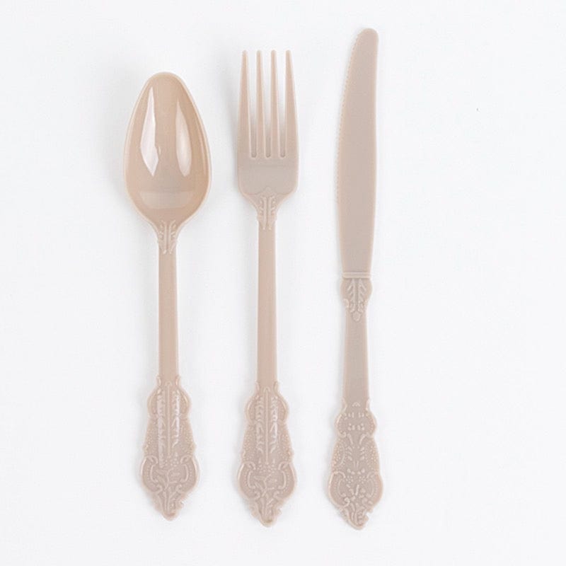 72 Disposable Plastic Cutlery Baroque Style Spoons Forks and Knives Set