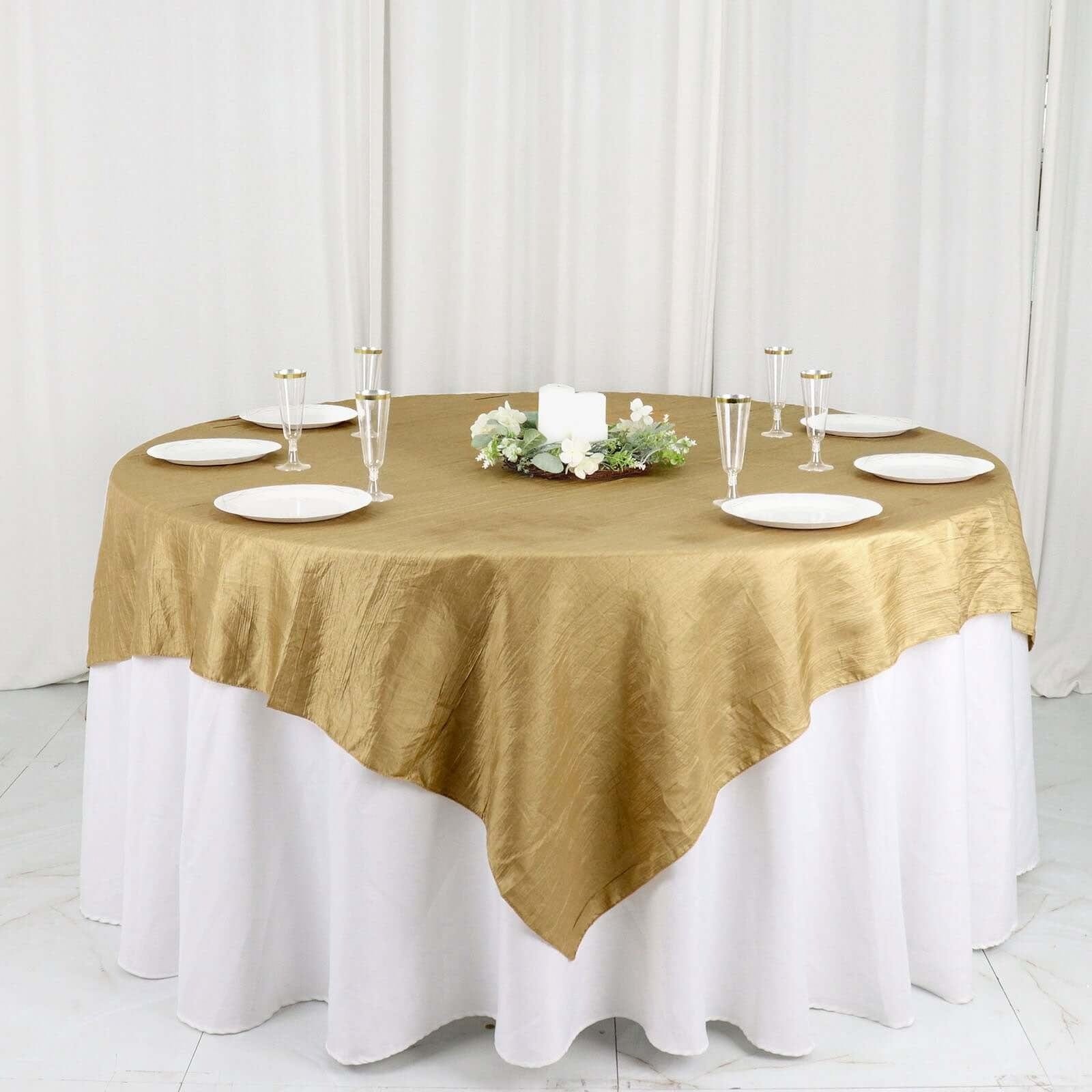 72x72 in Square Accordion Crinkled Taffeta Table Overlay