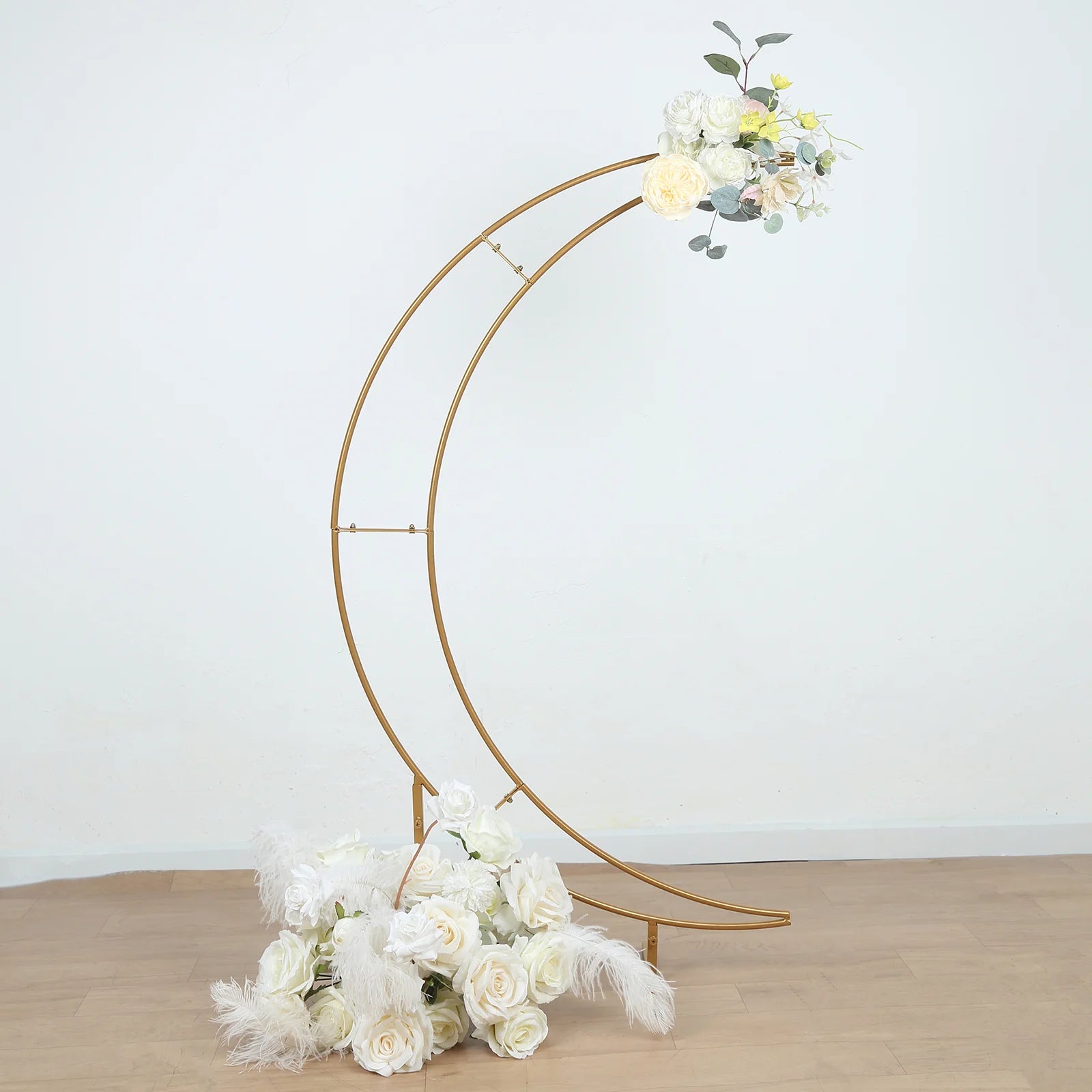 4 feet Gold Metal Half Crescent Moon Wedding Arch Flower Stand