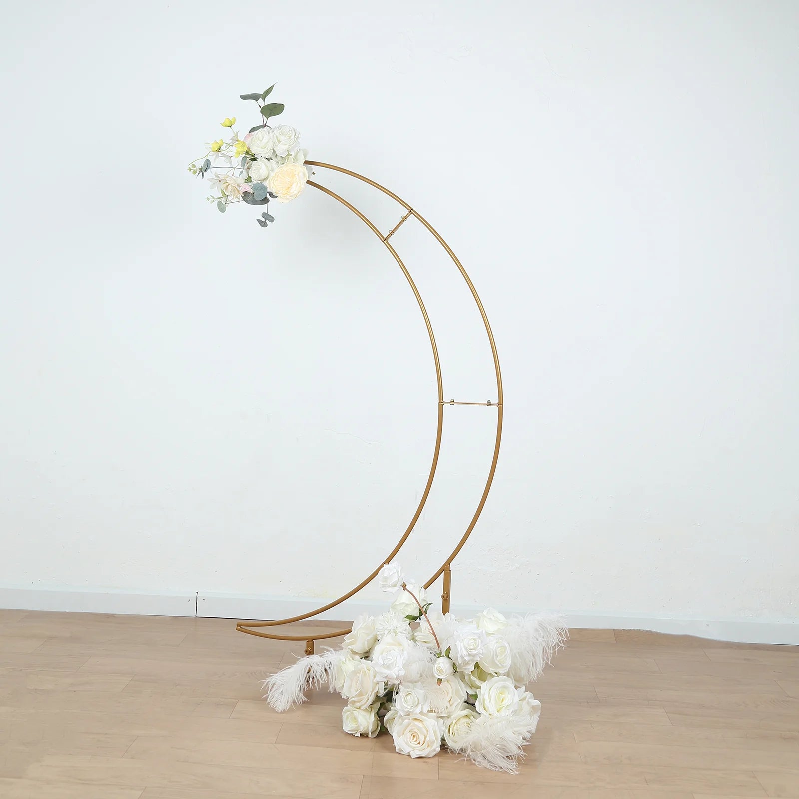 4 feet Gold Metal Half Crescent Moon Wedding Arch Flower Stand