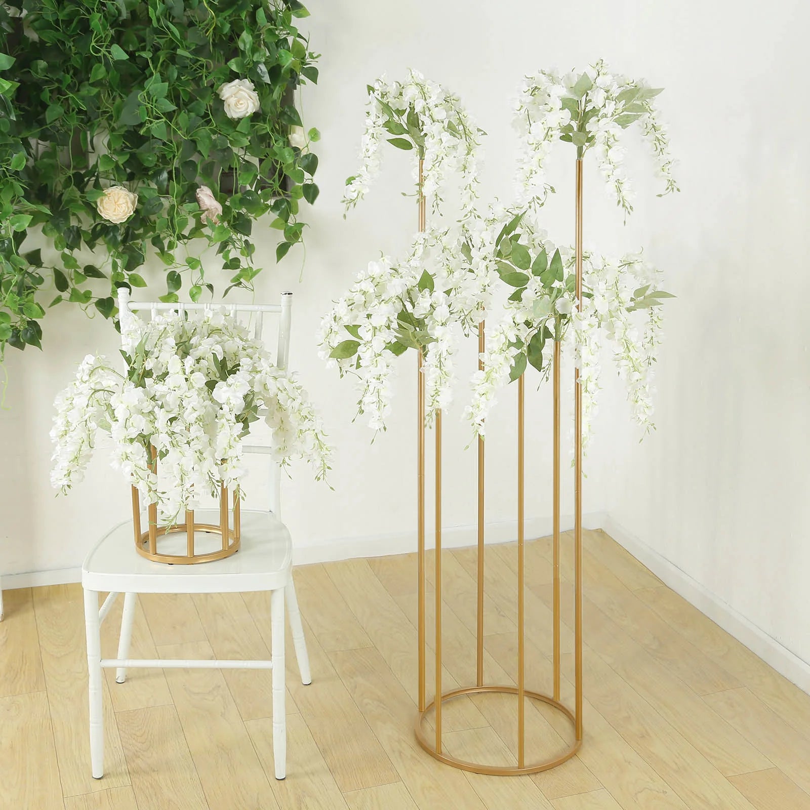 4 feet Gold Metal 6-Tubes Single Stem Flower Centerpiece Minimalist Style