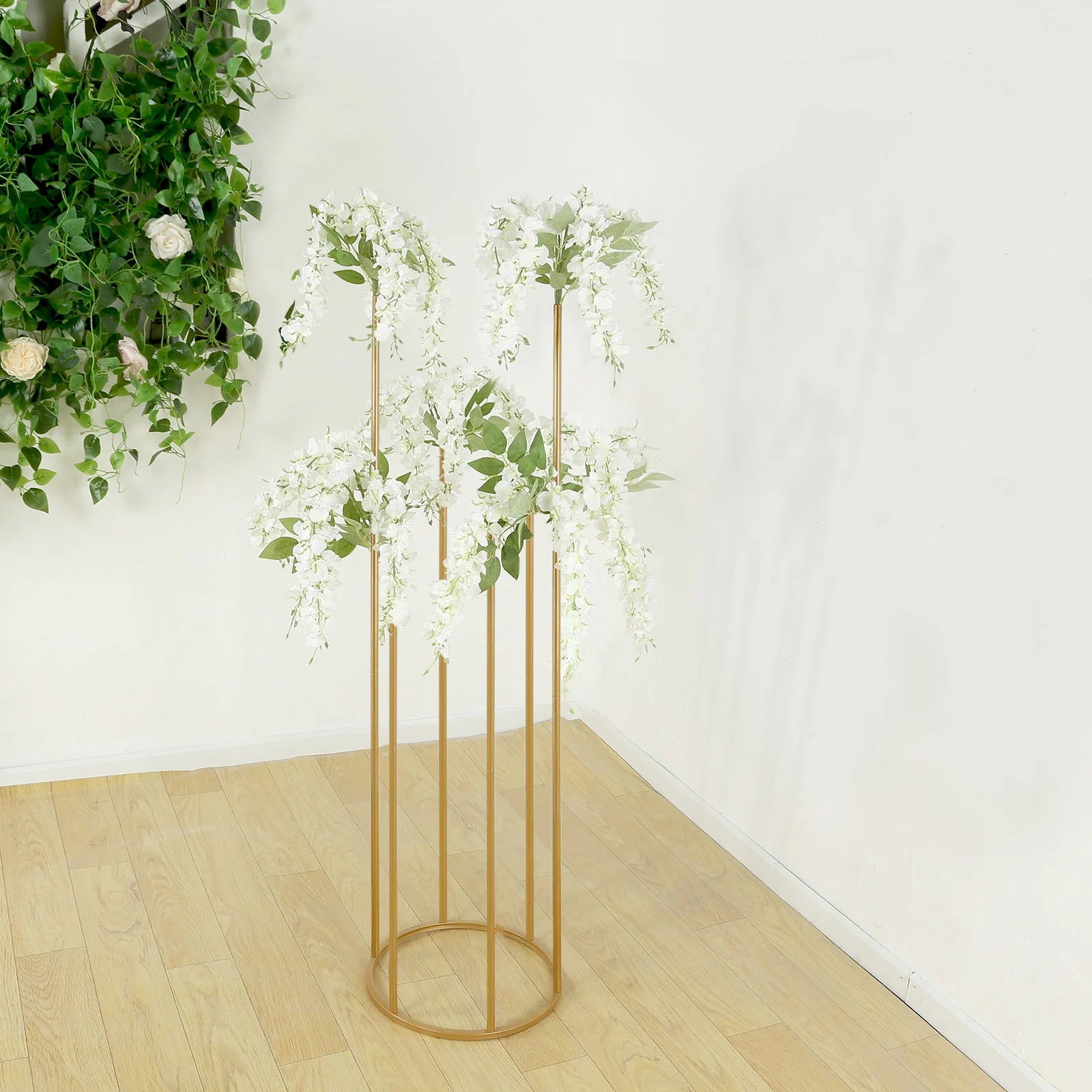 4 feet Gold Metal 6-Tubes Single Stem Flower Centerpiece Minimalist Style