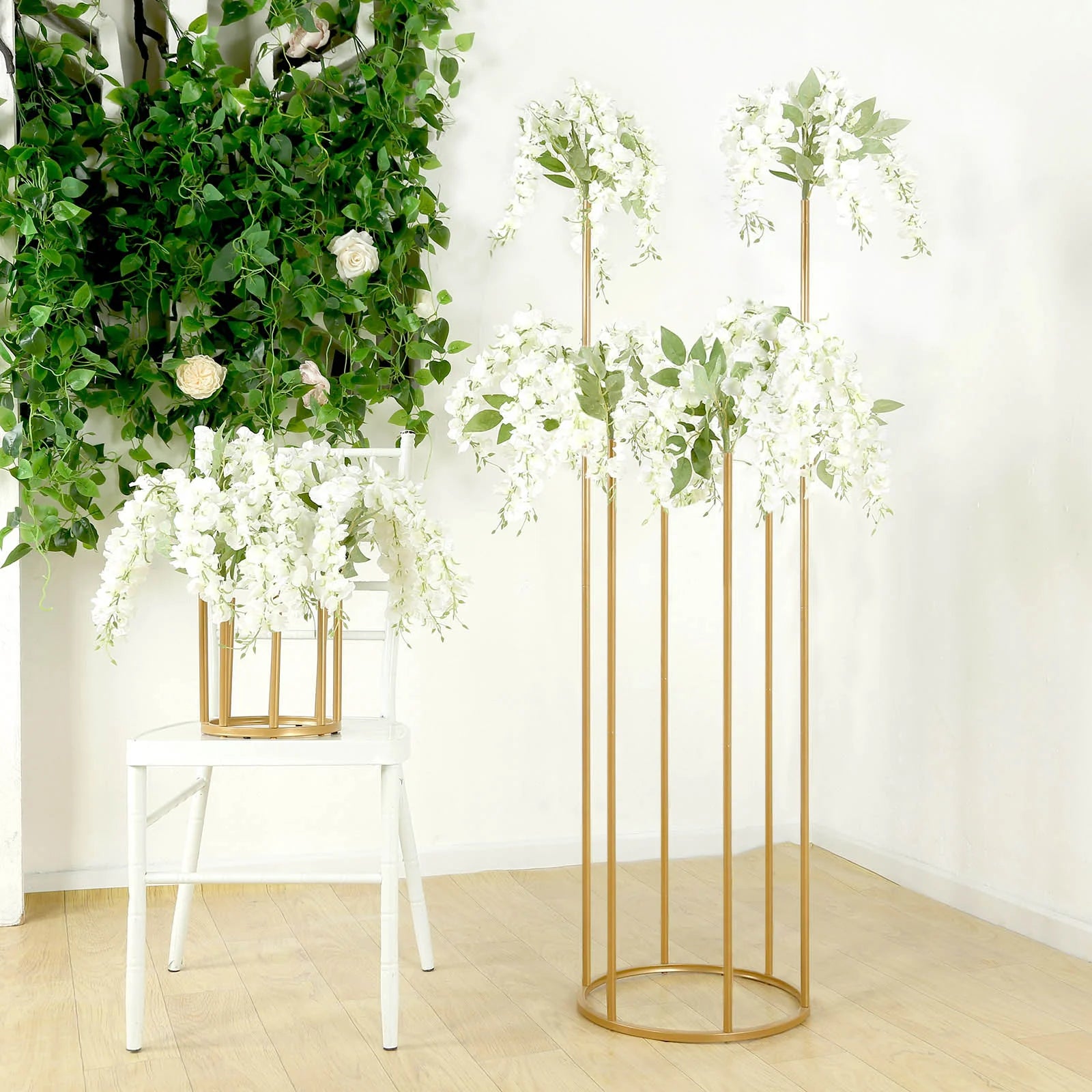 4 feet Gold Metal 6-Tubes Single Stem Flower Centerpiece Minimalist Style