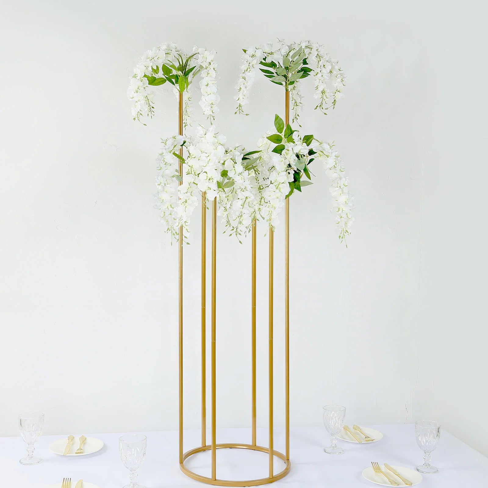 4 feet Gold Metal 6-Tubes Single Stem Flower Centerpiece Minimalist Style