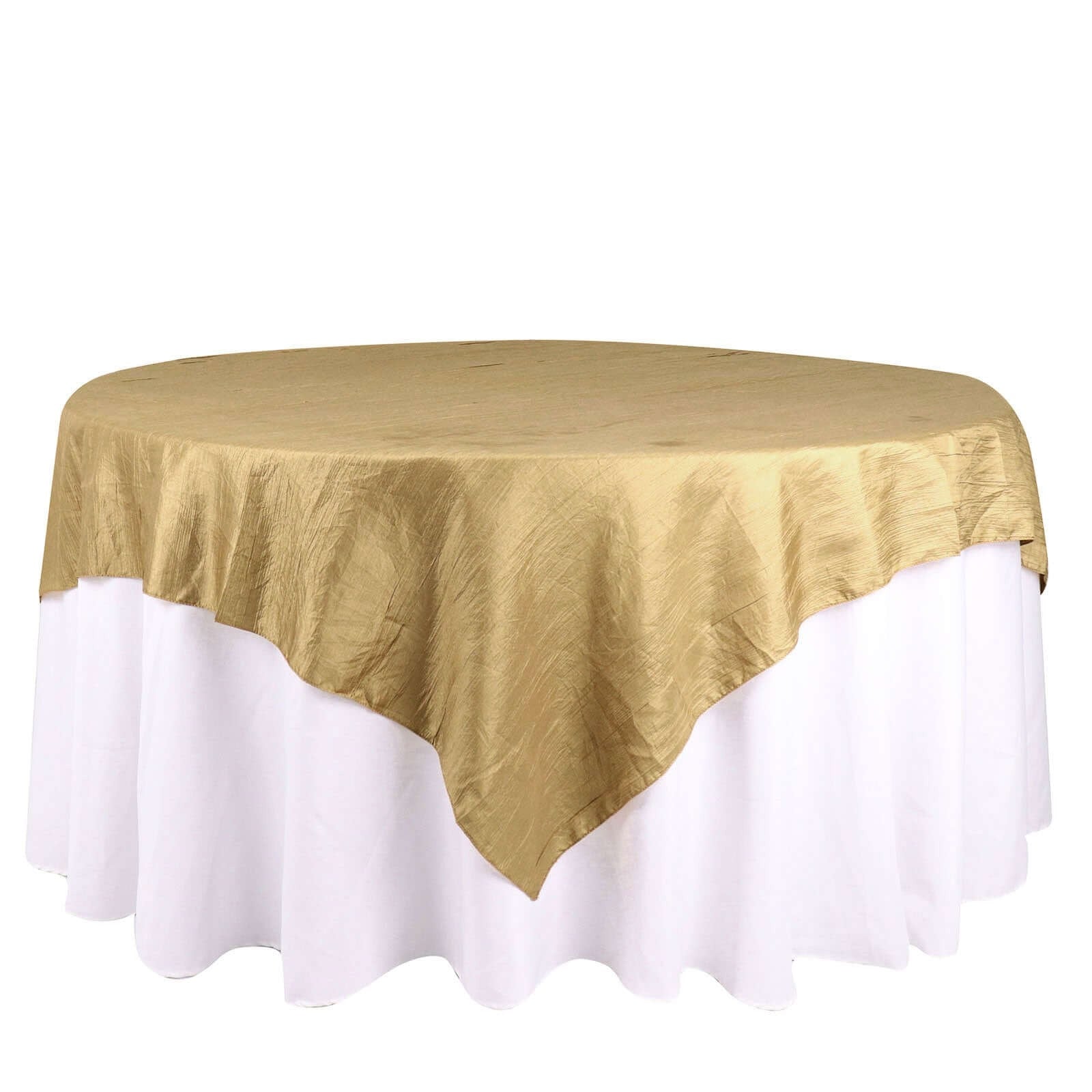 72x72 in Square Accordion Crinkled Taffeta Table Overlay
