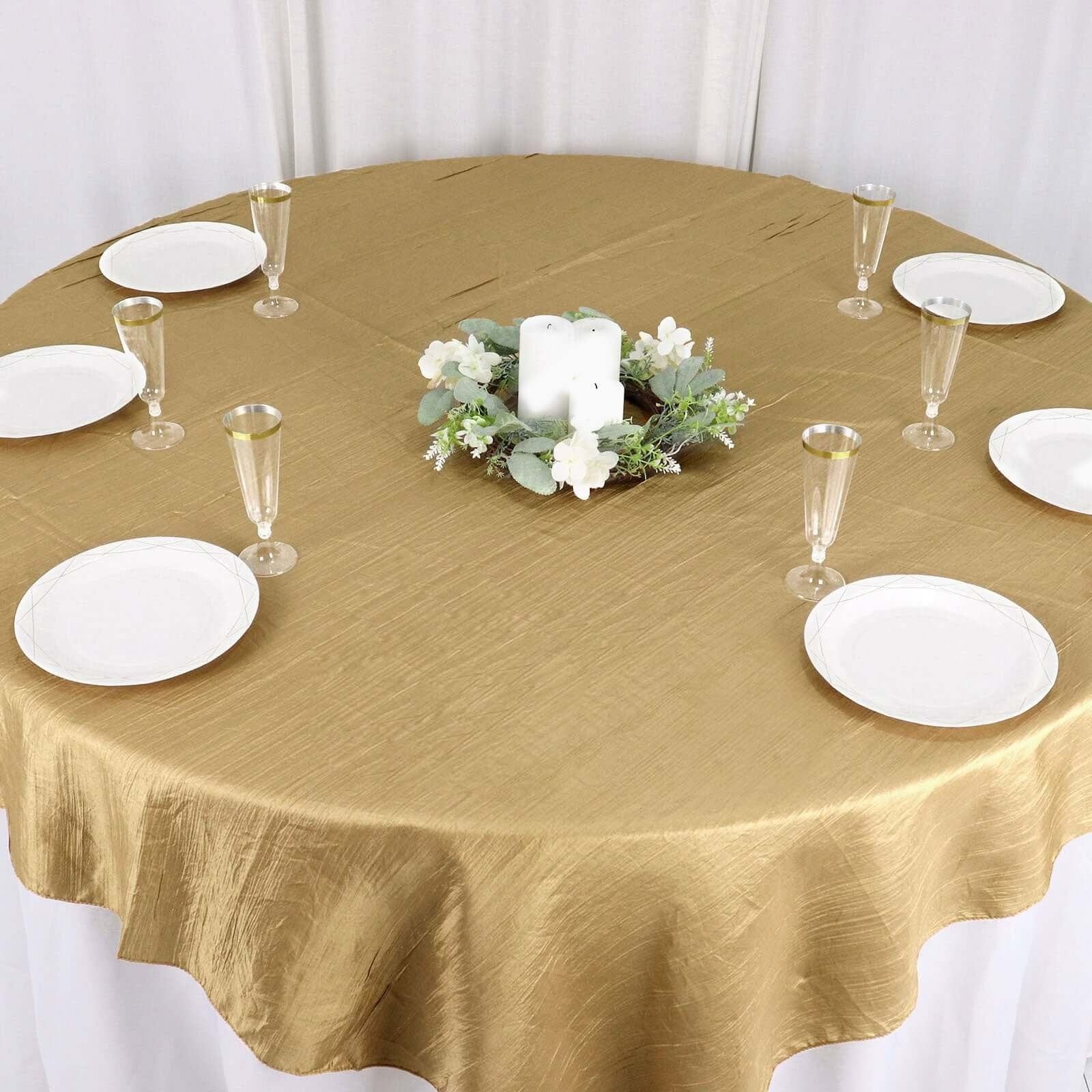 72x72 in Square Accordion Crinkled Taffeta Table Overlay