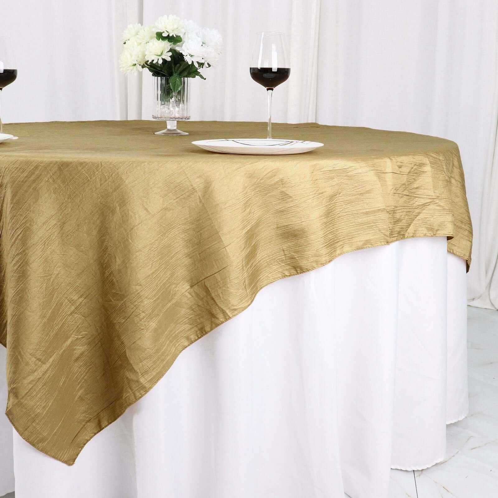 72x72 in Square Accordion Crinkled Taffeta Table Overlay