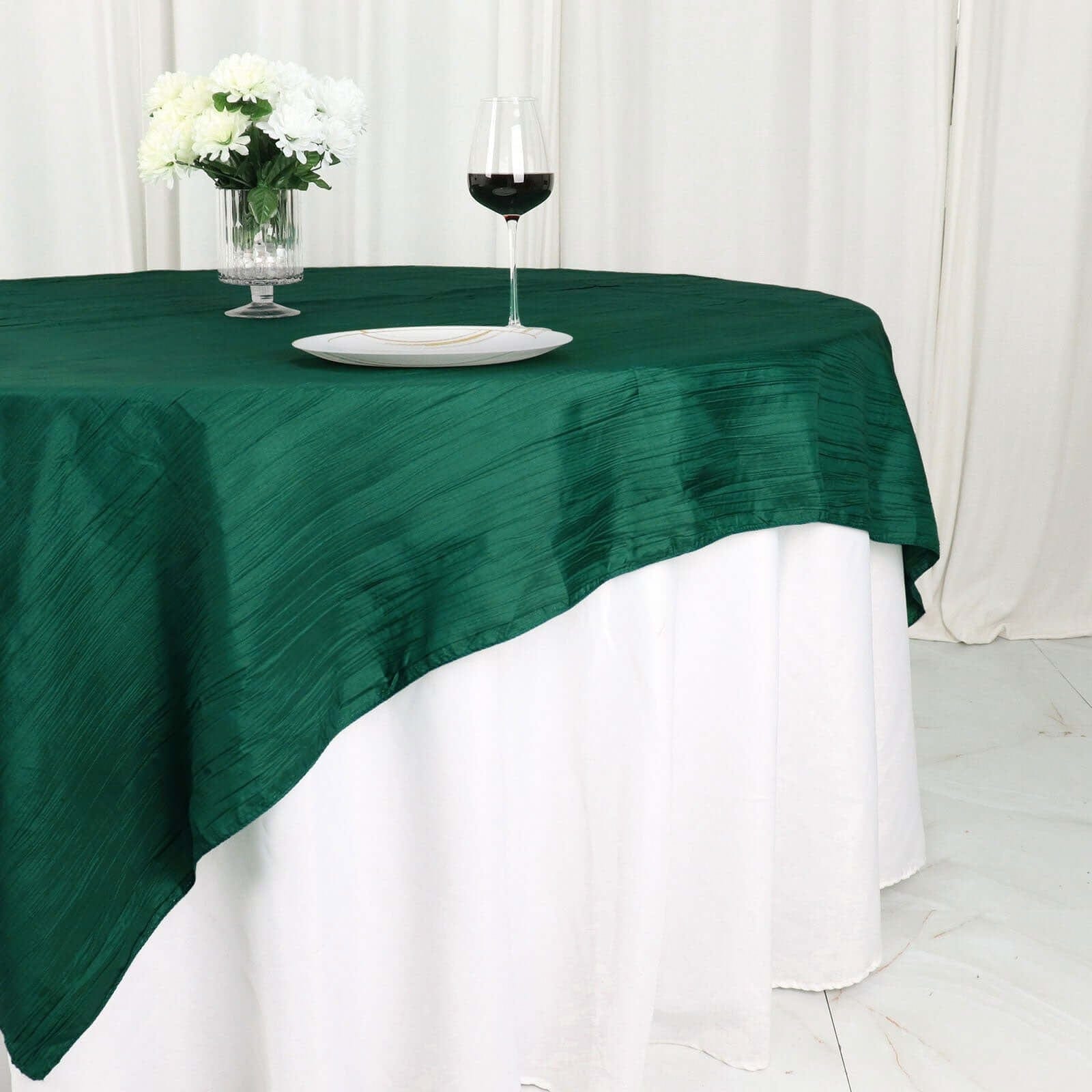 72x72 in Square Accordion Crinkled Taffeta Table Overlay