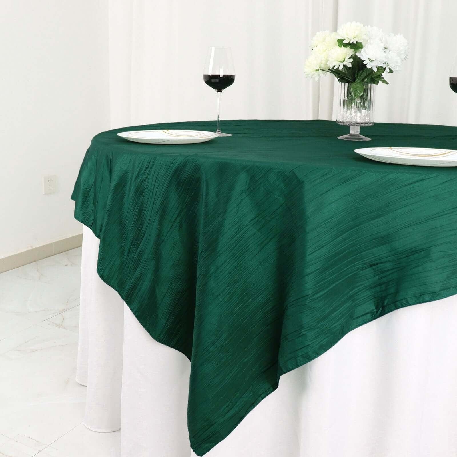 72x72 in Square Accordion Crinkled Taffeta Table Overlay