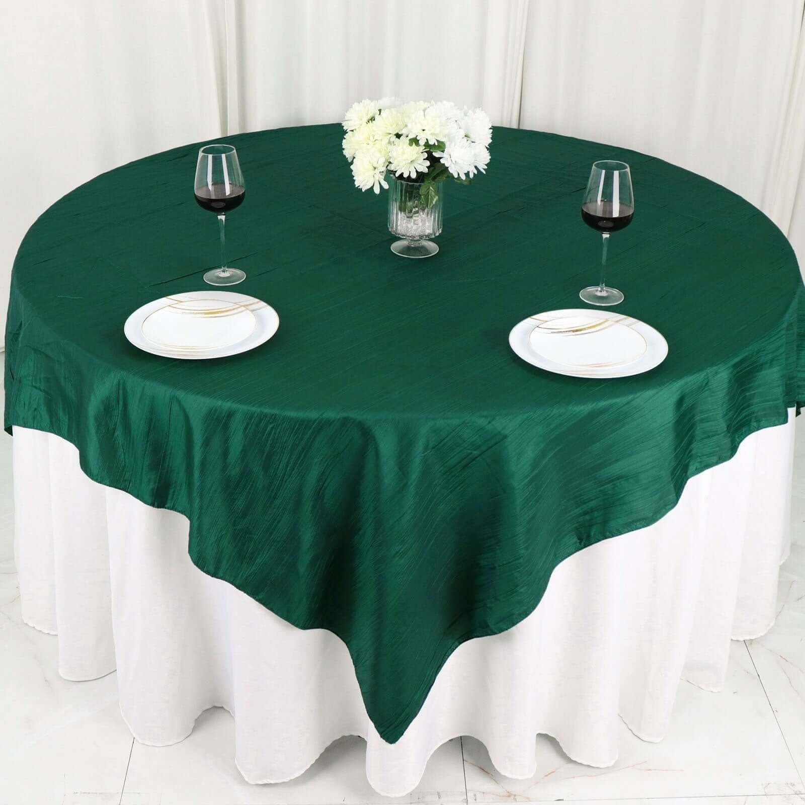 72x72 in Square Accordion Crinkled Taffeta Table Overlay