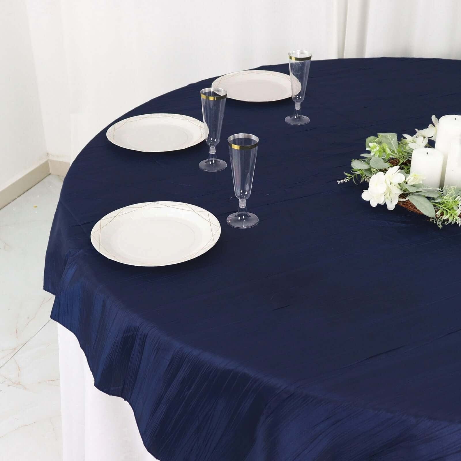 72x72 in Square Accordion Crinkled Taffeta Table Overlay