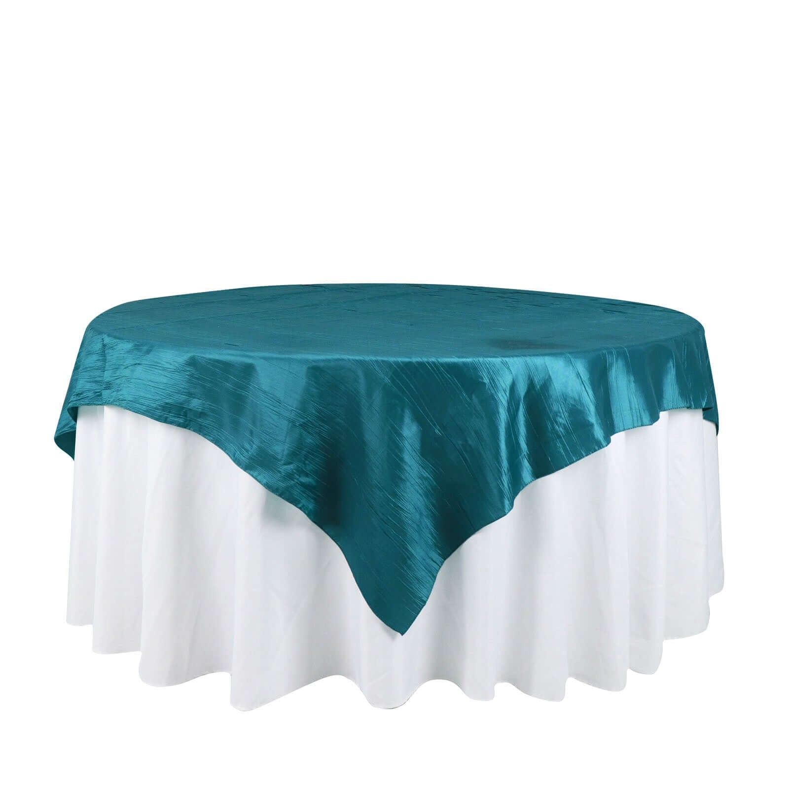 72x72 in Square Accordion Crinkled Taffeta Table Overlay
