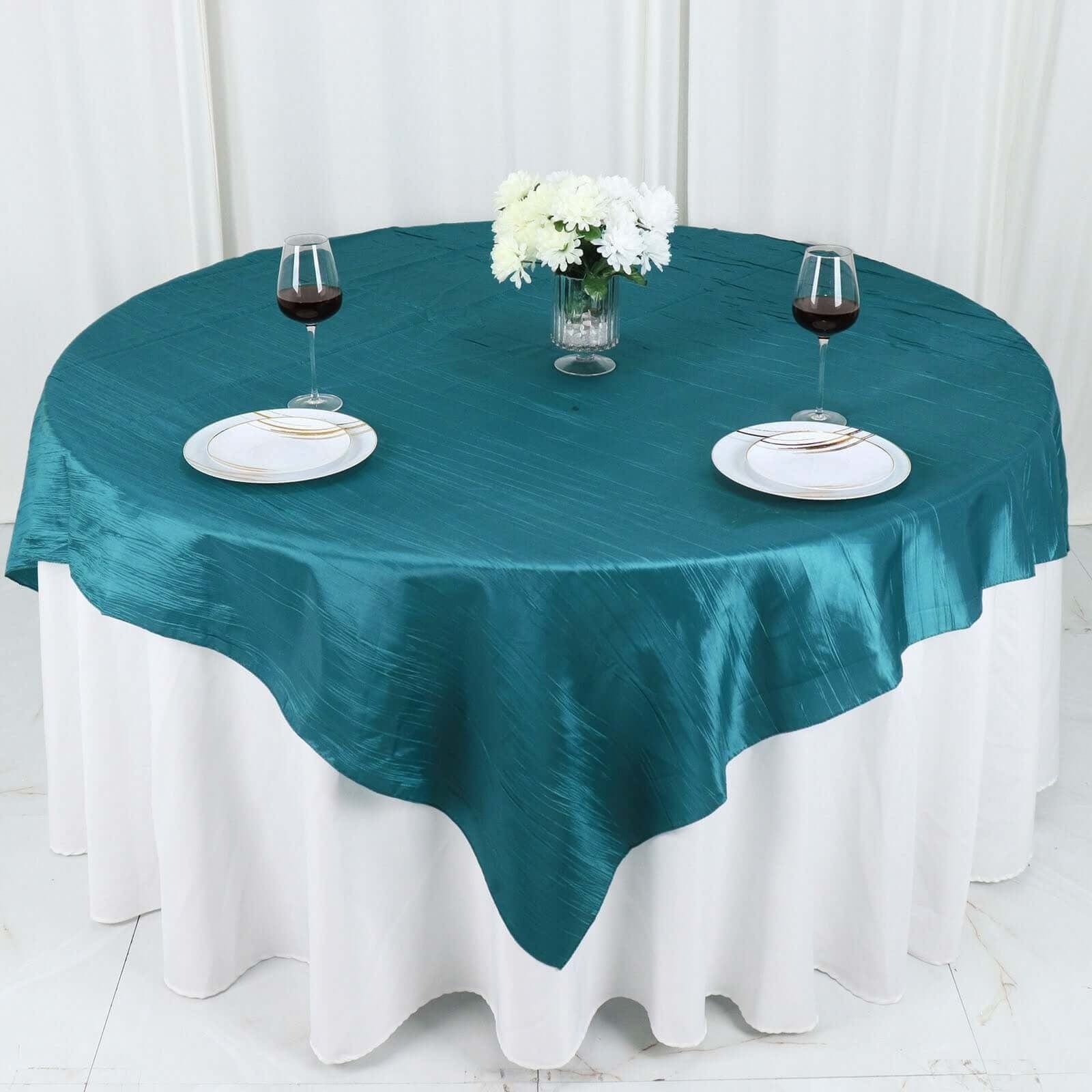 72x72 in Square Accordion Crinkled Taffeta Table Overlay