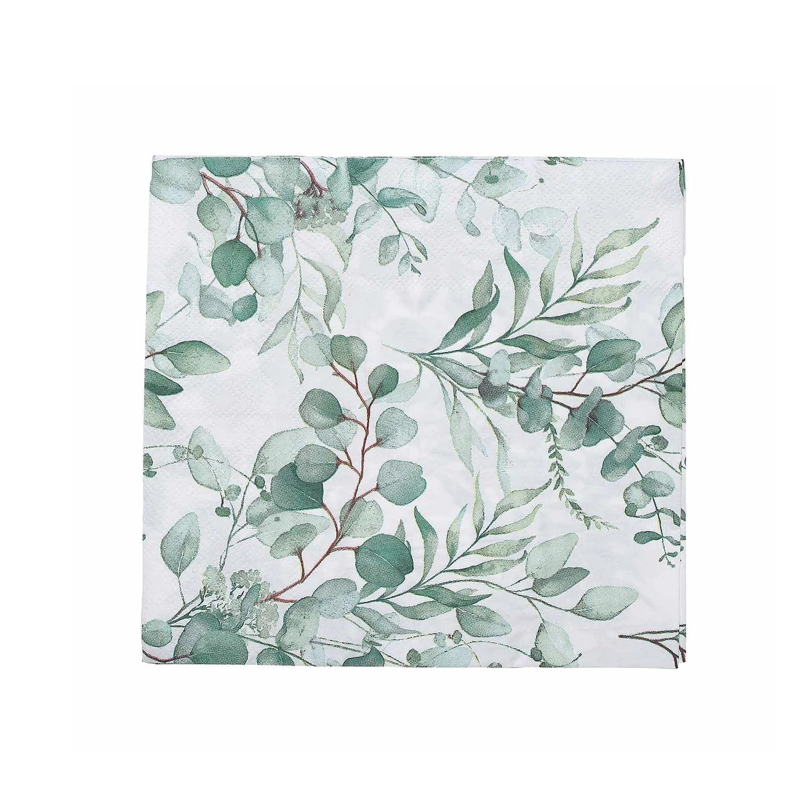 20 White 13x13 in Dinner Paper Napkins with Green Leaves Design