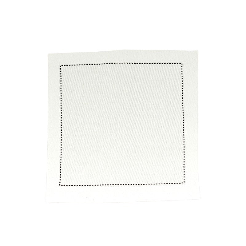 50 White Disposable Cotton Cocktail Napkins with Black Hemstitched Border