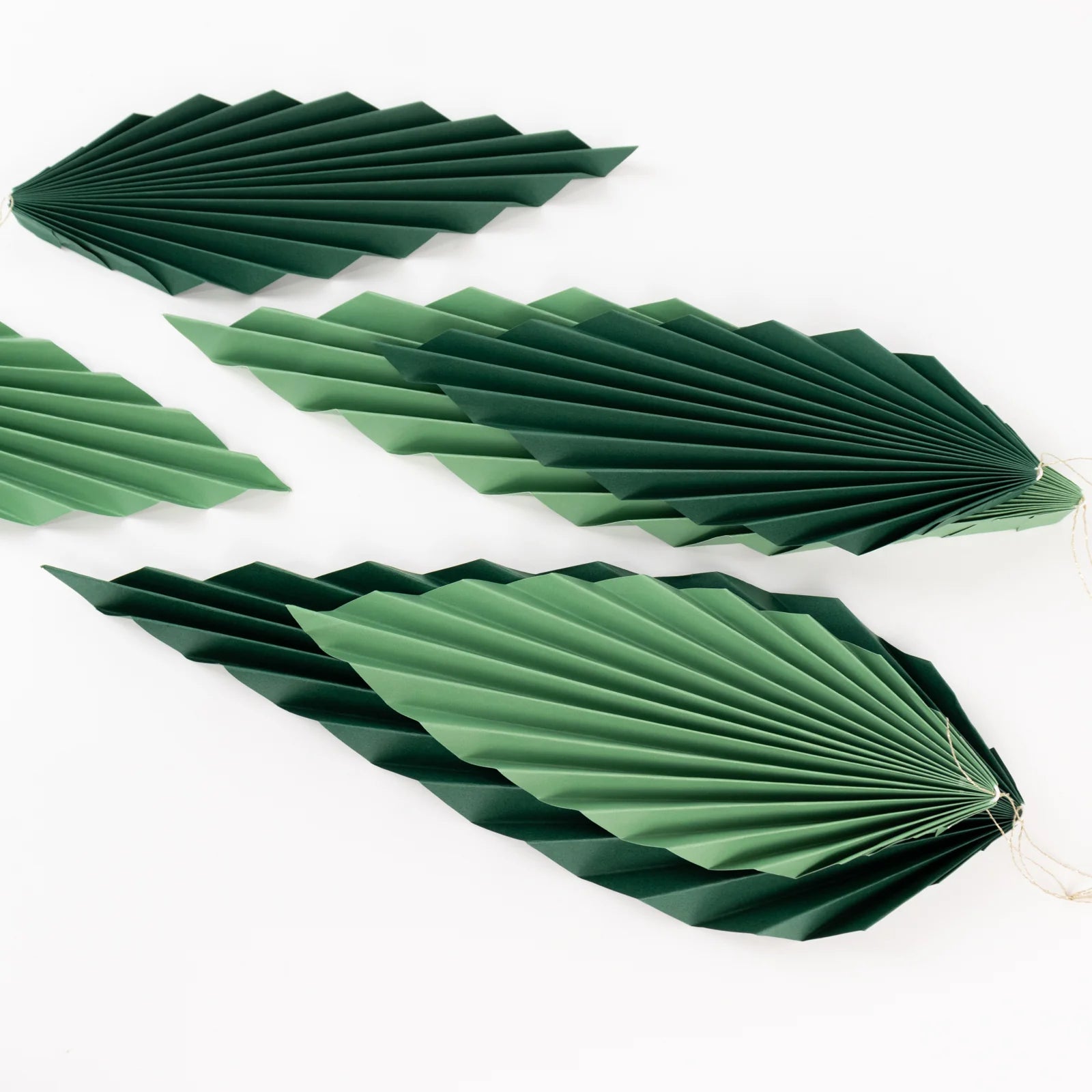 6 Mixed Green Leaves Hanging Paper Fans Wall Decor