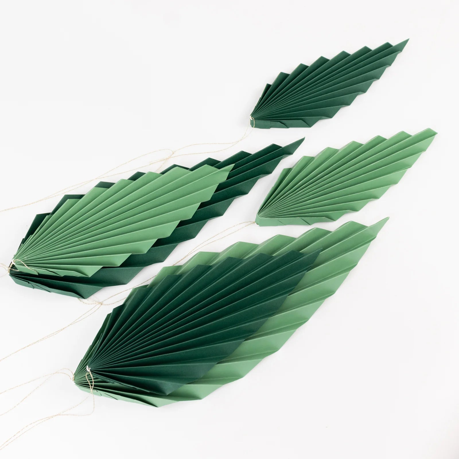 6 Mixed Green Leaves Hanging Paper Fans Wall Decor