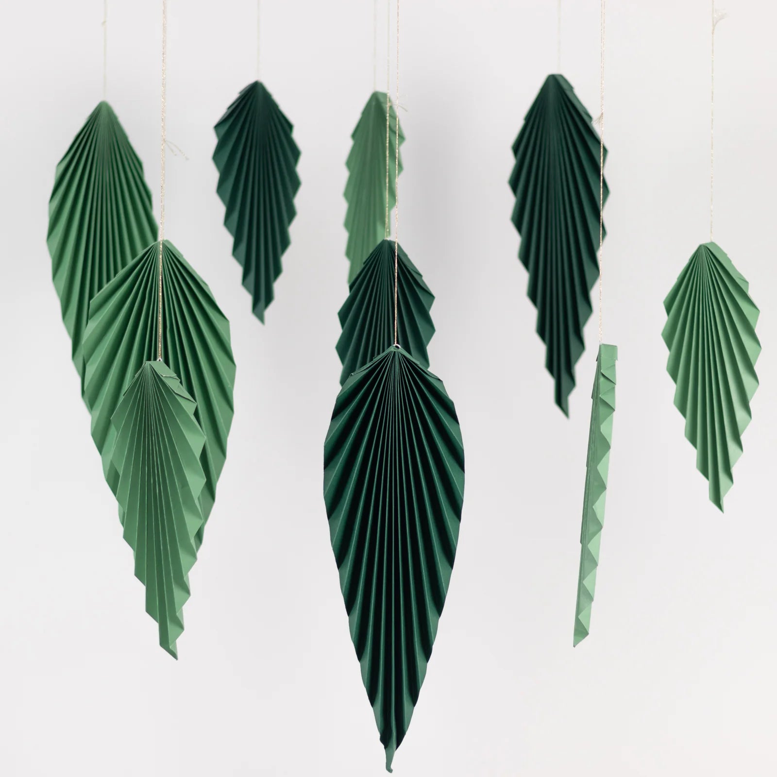 6 Mixed Green Leaves Hanging Paper Fans Wall Decor