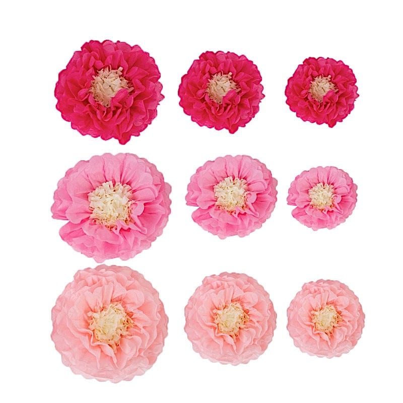 21 Tissue Paper Chrysanthemum Flowers with Butterflies and Leaves Pom Poms Set