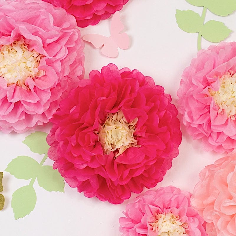 21 Tissue Paper Chrysanthemum Flowers with Butterflies and Leaves Pom Poms Set