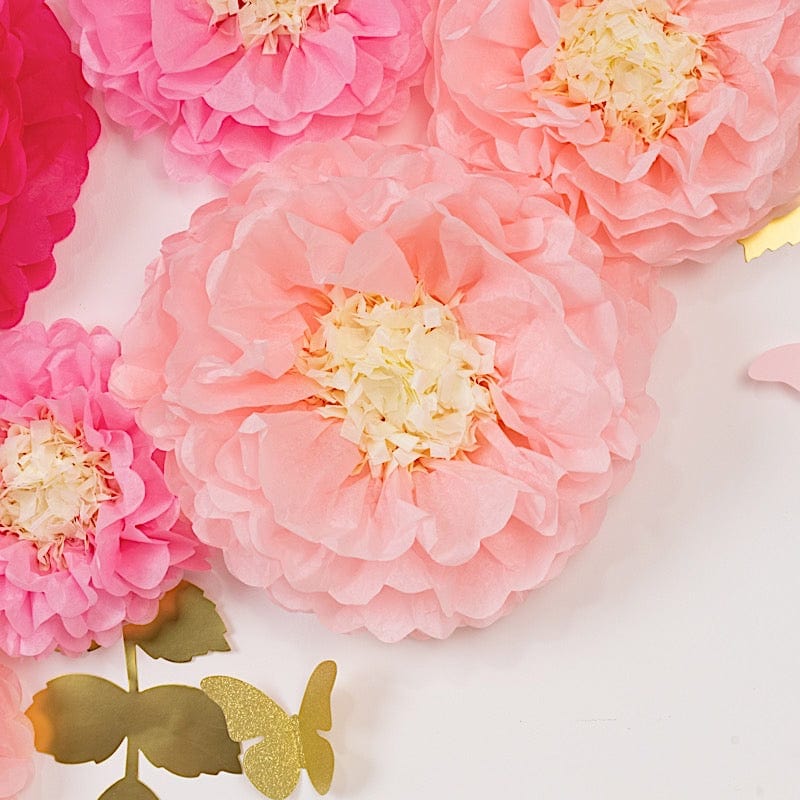 21 Tissue Paper Chrysanthemum Flowers with Butterflies and Leaves Pom Poms Set