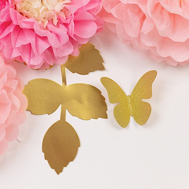 21 Tissue Paper Chrysanthemum Flowers with Butterflies and Leaves Pom Poms Set