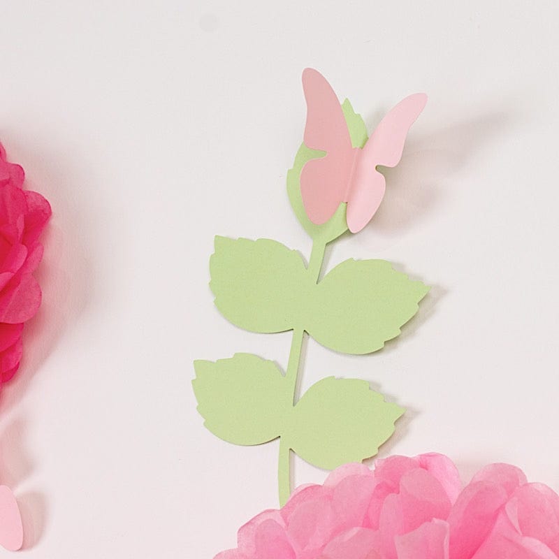 21 Tissue Paper Chrysanthemum Flowers with Butterflies and Leaves Pom Poms Set