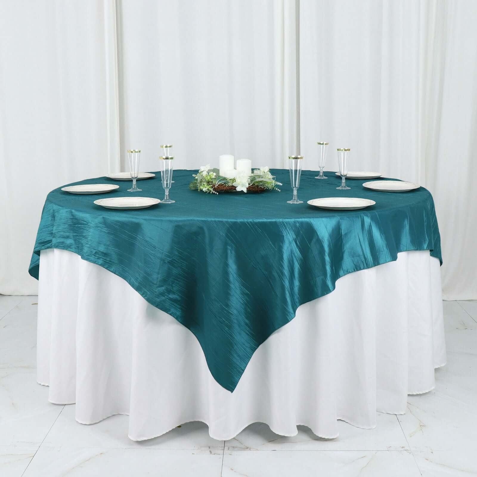 72x72 in Square Accordion Crinkled Taffeta Table Overlay
