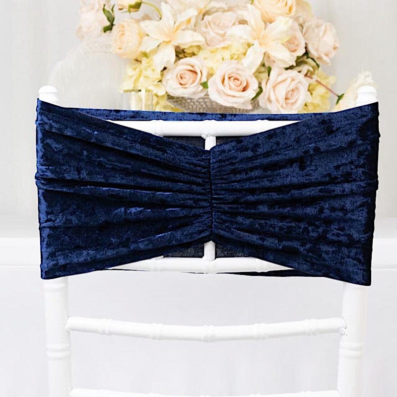 5 Crushed Velvet Chair Sashes with Wide Ruffle Style