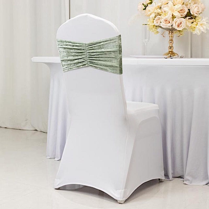 5 Crushed Velvet Chair Sashes with Wide Ruffle Style