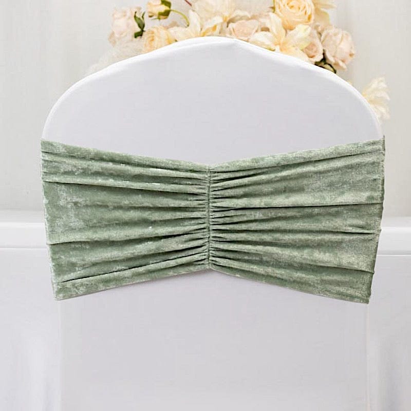 5 Crushed Velvet Chair Sashes with Wide Ruffle Style
