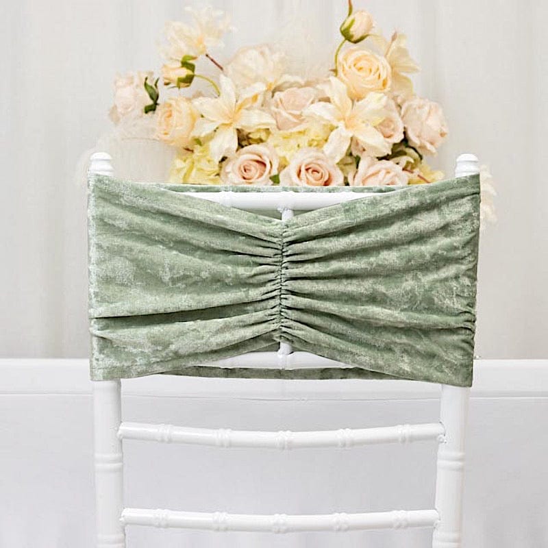 5 Crushed Velvet Chair Sashes with Wide Ruffle Style