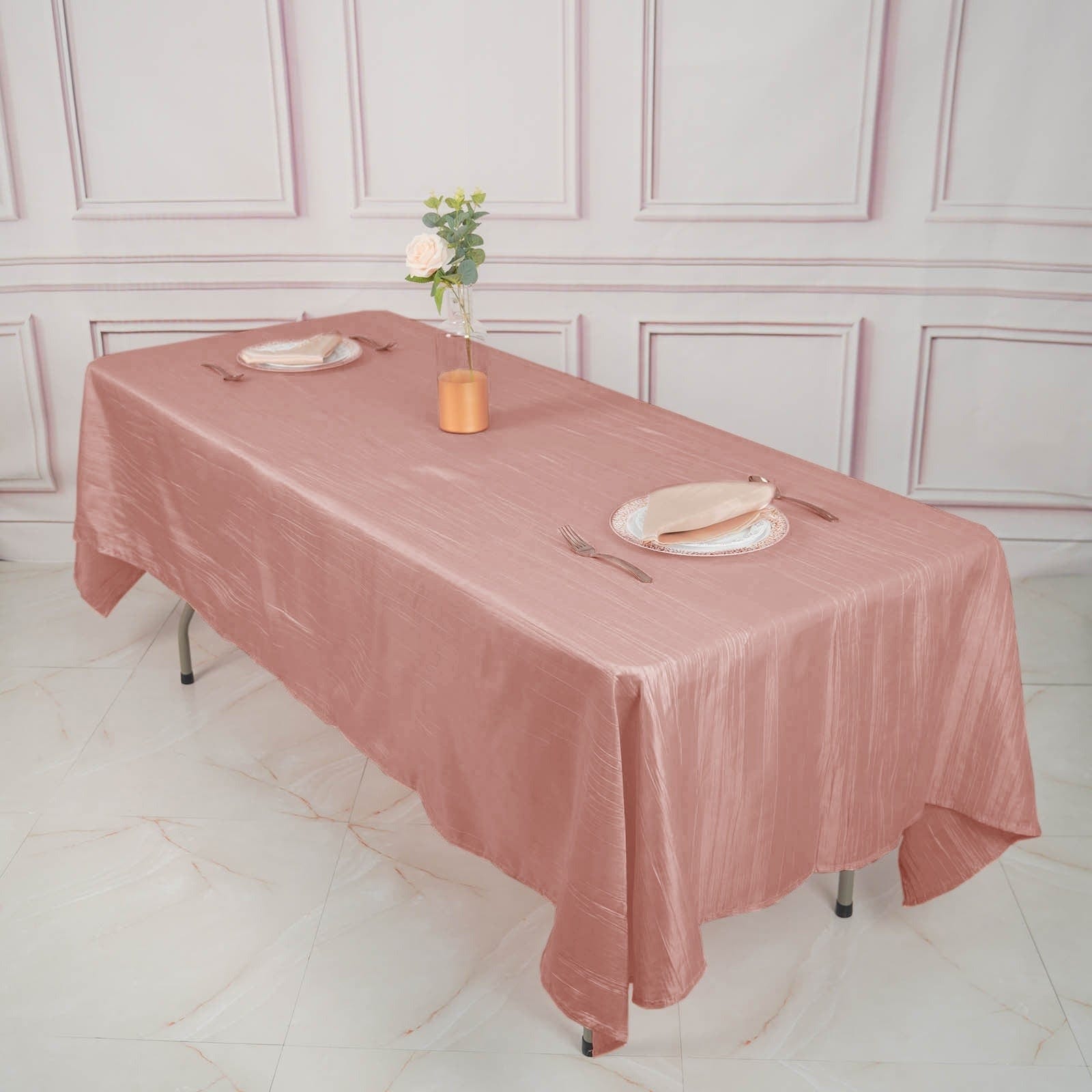 60x102 in Metallic Crinkled Taffeta Rectangular Tablecloth
