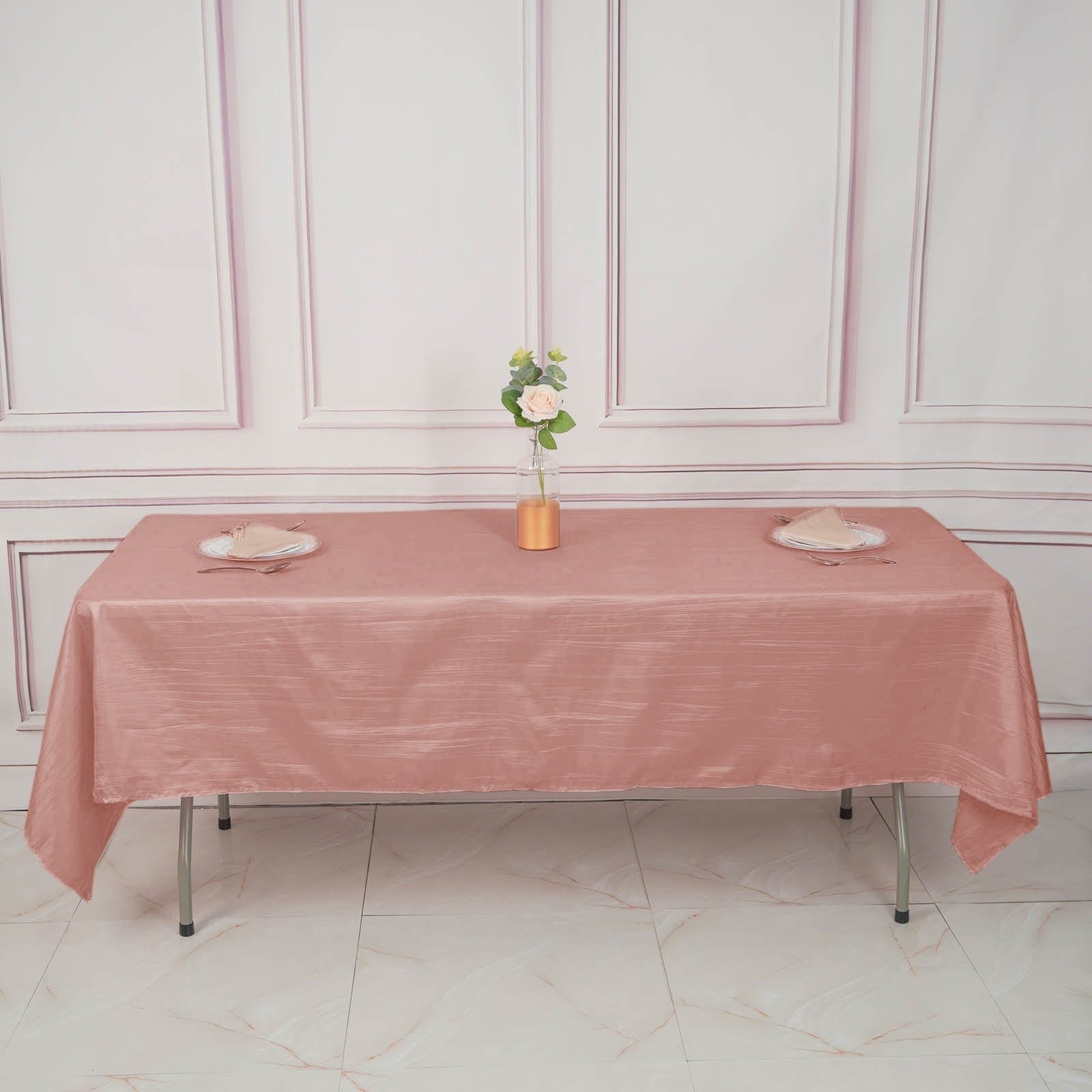 60x102 in Metallic Crinkled Taffeta Rectangular Tablecloth