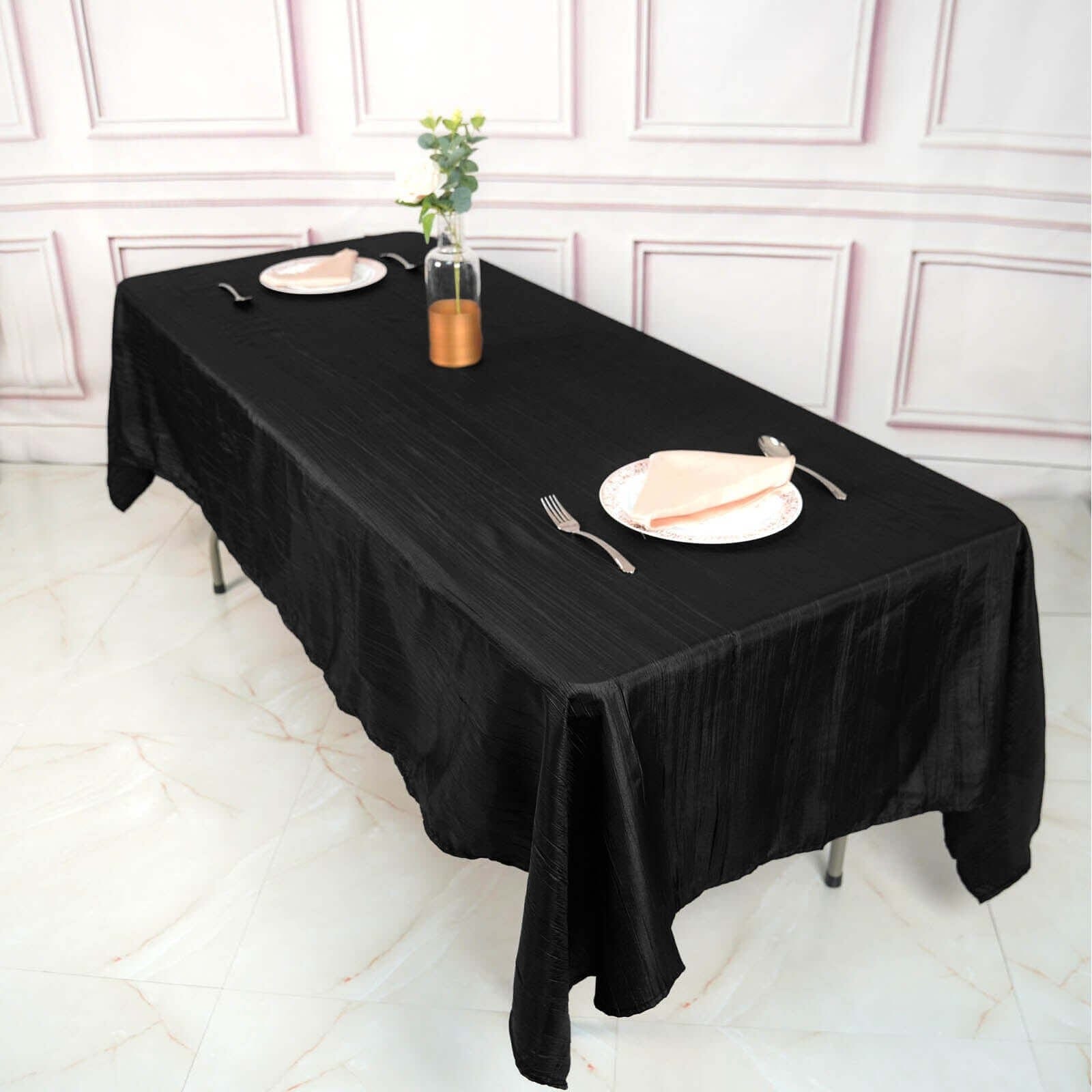60x102 in Metallic Crinkled Taffeta Rectangular Tablecloth