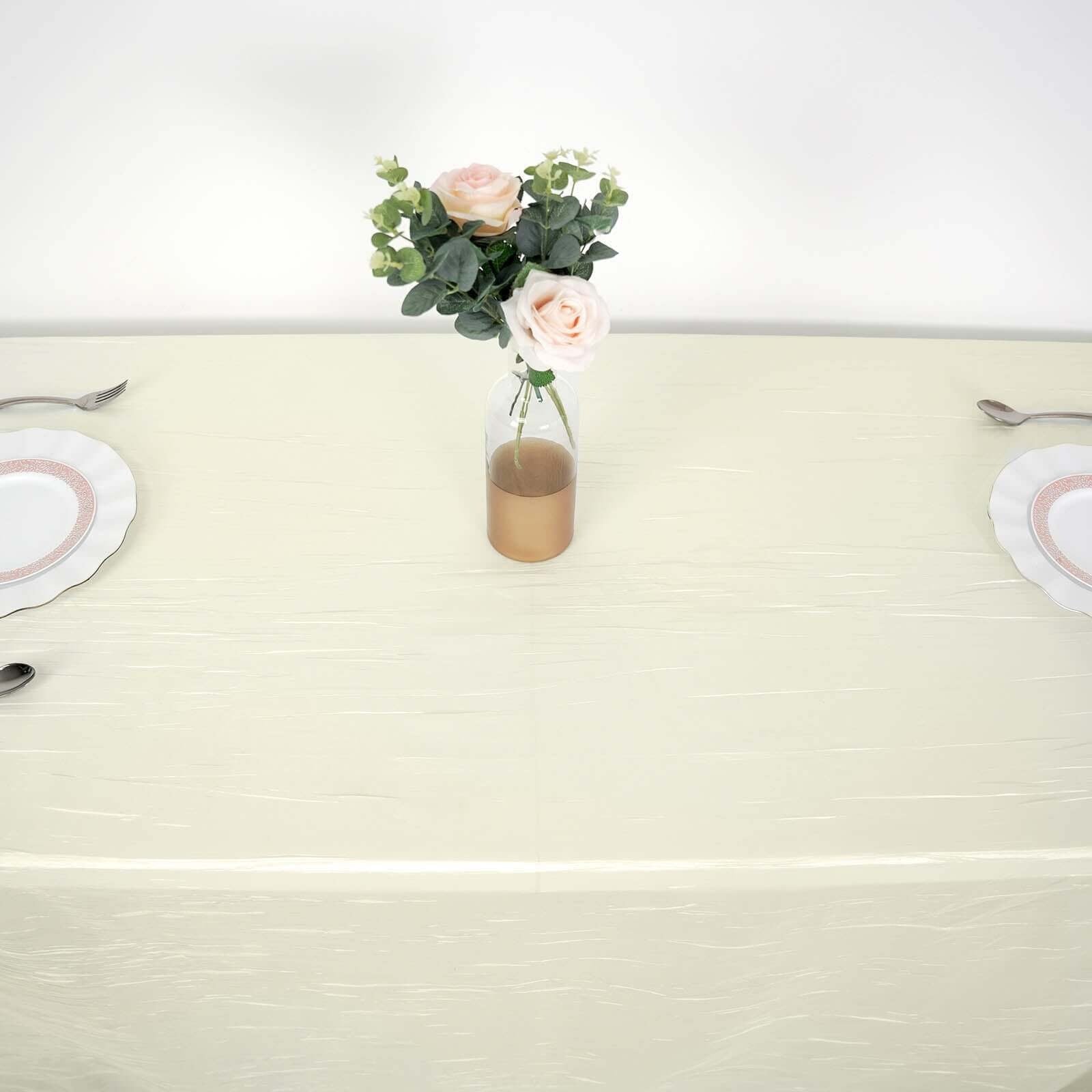 90x132 in Metallic Crinkled Taffeta Rectangular Tablecloth