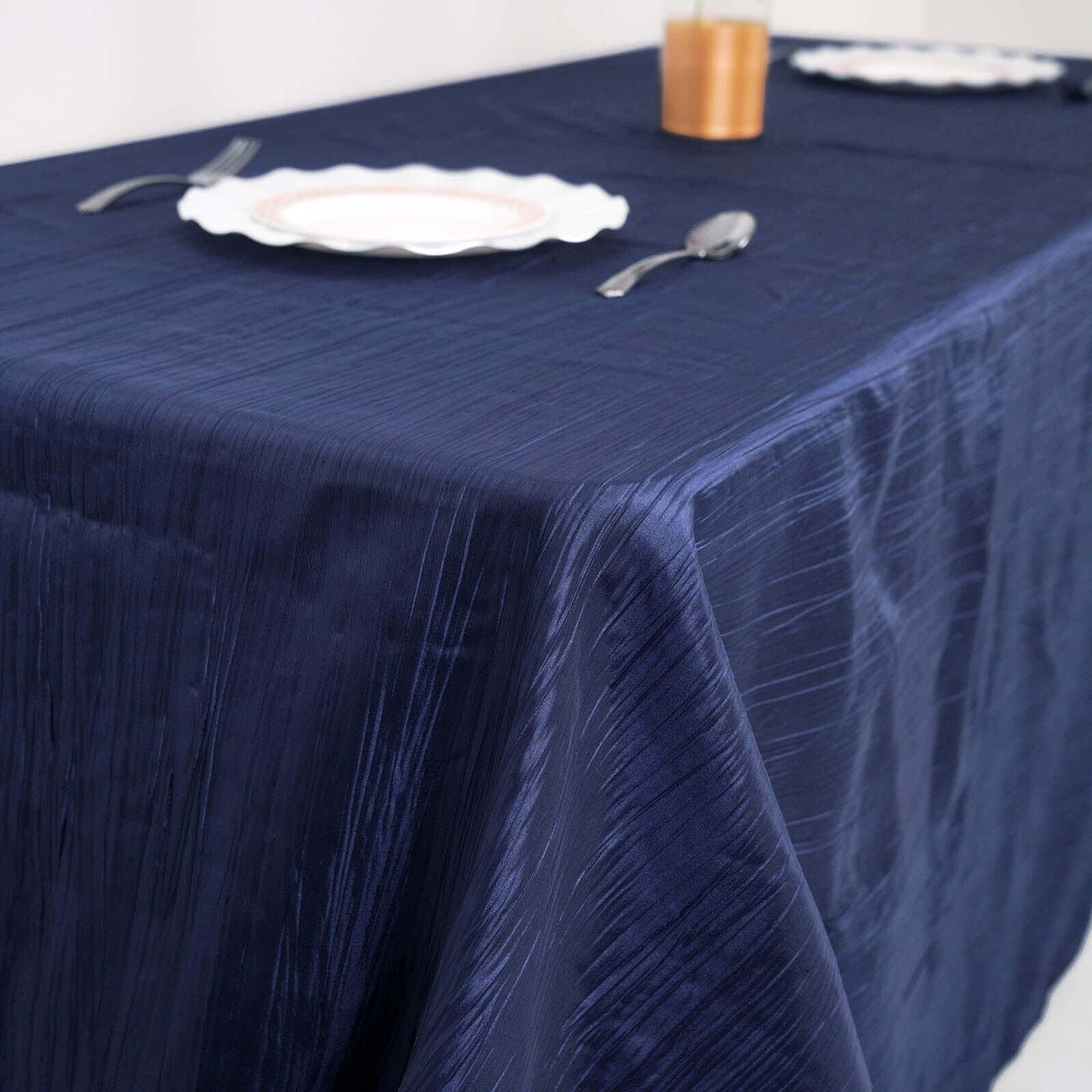90x132 in Metallic Crinkled Taffeta Rectangular Tablecloth