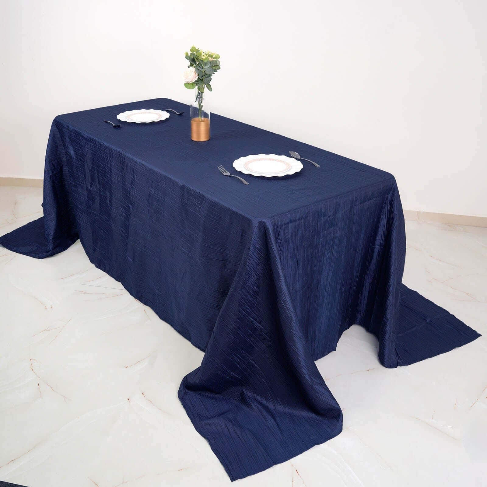 90x132 in Metallic Crinkled Taffeta Rectangular Tablecloth
