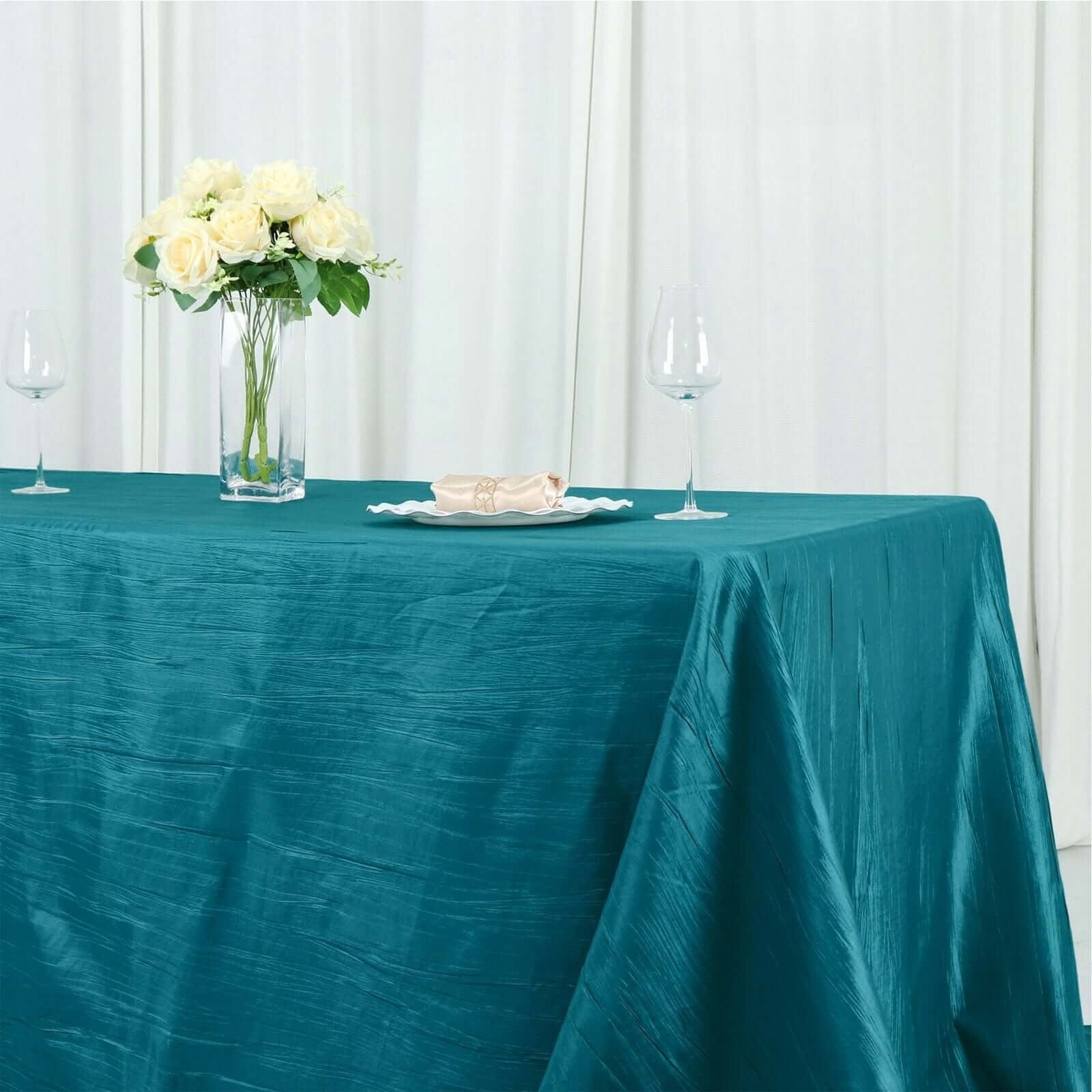 90x156 in Metallic Crinkled Taffeta Rectangular Tablecloth