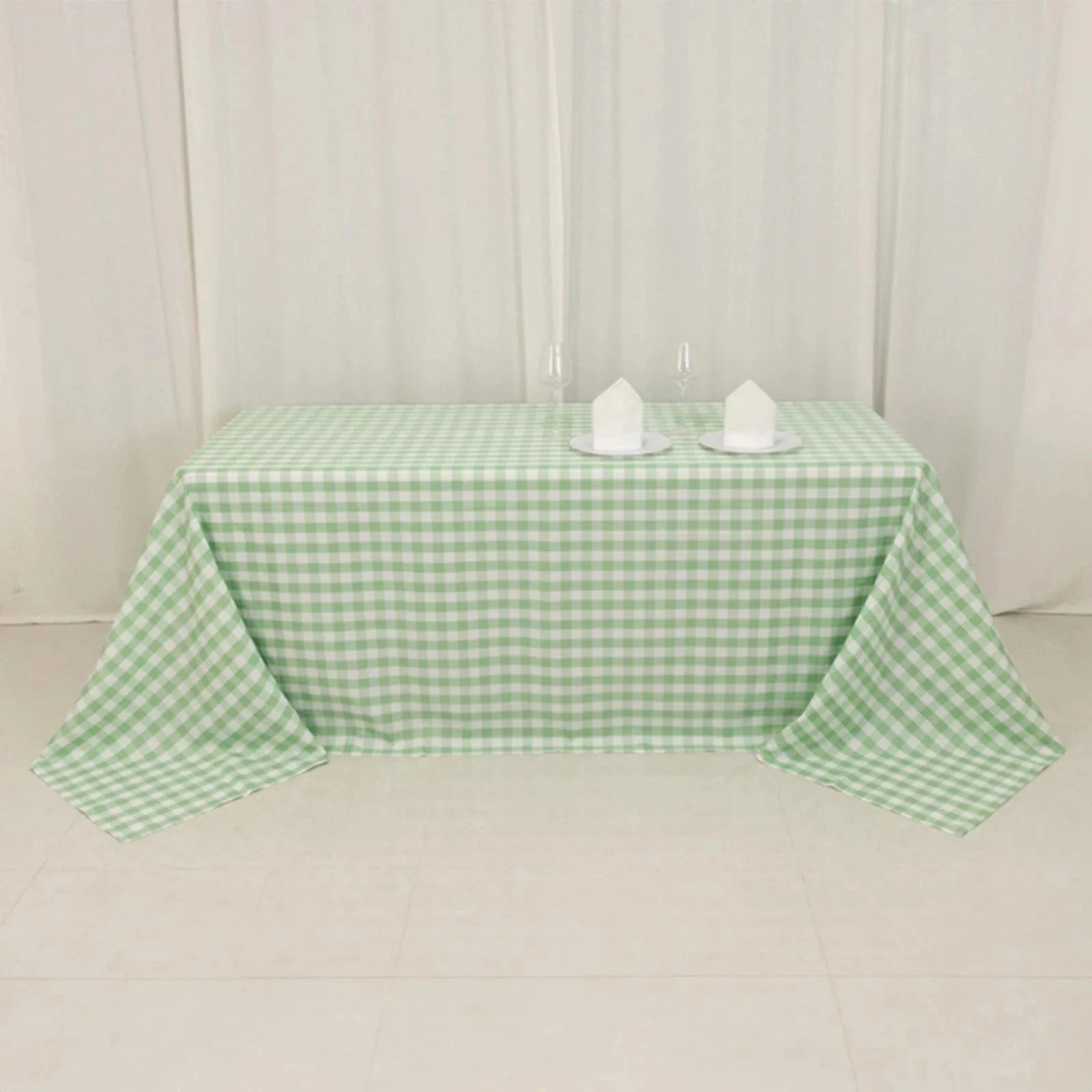 90x132 inch Gingham Checkered Polyester Rectangular Tablecloth