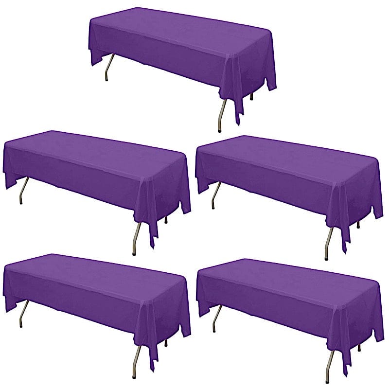 5 pcs 54x108 inch Disposable Plastic Table Covers Rectangular Tablecloths