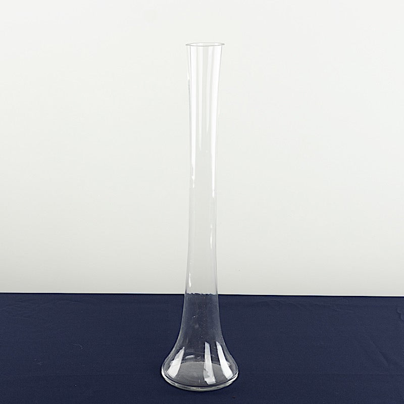 6 Clear Heavy Duty Eiffel Tower Glass Vases with Round Base